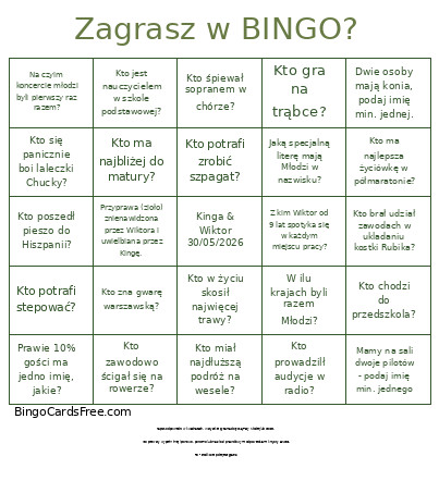 Zagrasz W ? Bingo Card