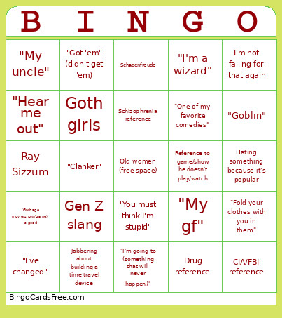 Zed 1.2 Bingo Card