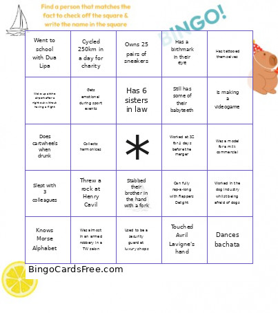 Zest Fest On Deck Bingo Card