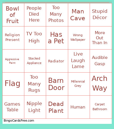 ZILLOW Bingo Card