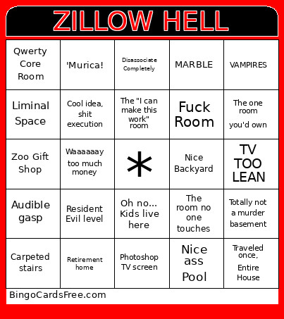 ZILLOW HELL Bingo Card