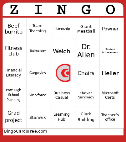 ZINGO Bingo Card