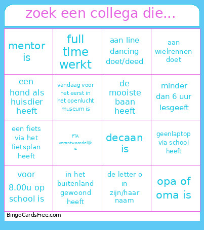Zoek Een Collega Die... Bingo Card