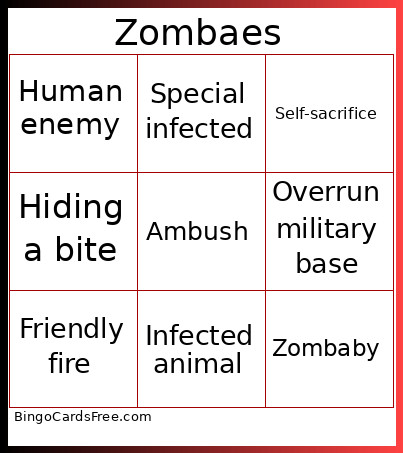 Zombaes Bingo Card