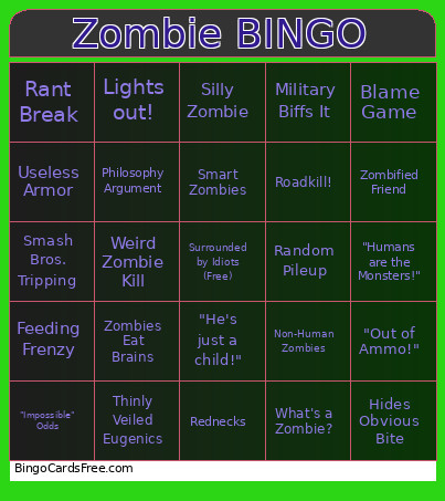 Zombie Bingo Card