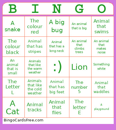 ZOO Bingo Card