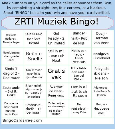 ZRTI Muziek Bingo!